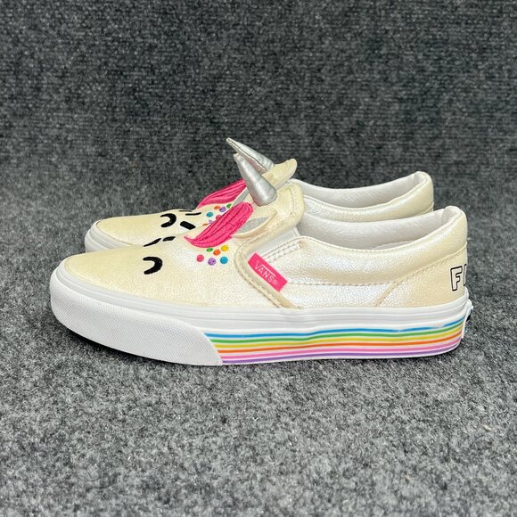 Vans Flour Shop Unicorn Sneakers Girls Sz 1 Colorful Slip On Athleitc Skate Shoe - Picture 4 of 12